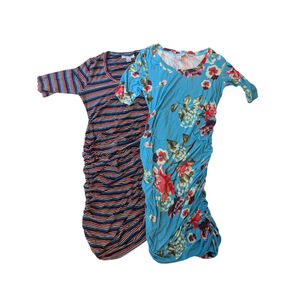 Women's Motherhood Maternity Dress S Blue Floral